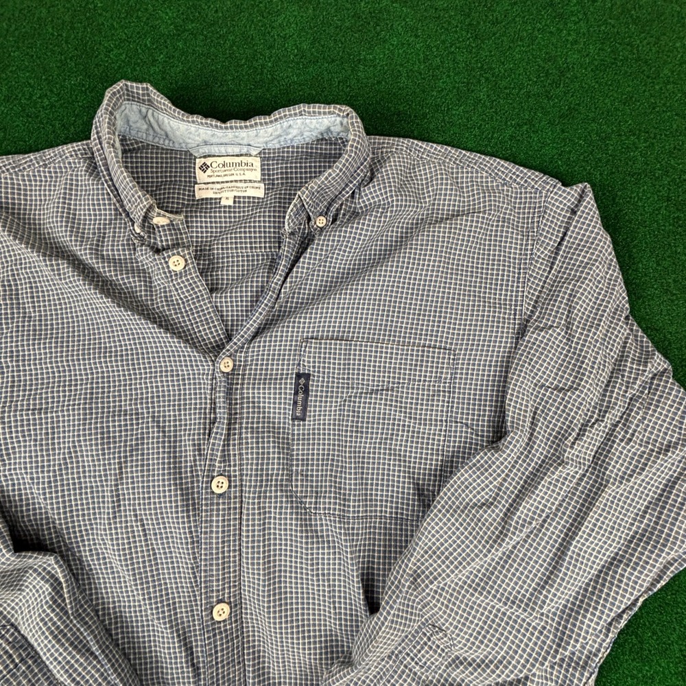 Columbia Sportswear Button Down Long Sleeve Checkered Shirt Mens XL Cotton - Picture 5 of 10